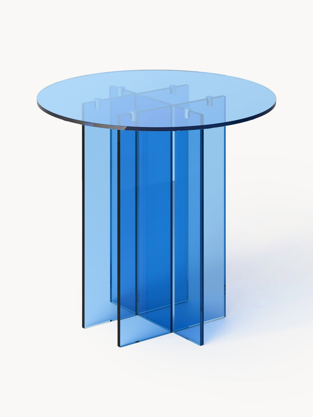 Anouk Round Dining Table in Glass, in various sizes — Blue