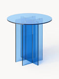 Anouk Round Dining Table in Glass, in various sizes — Blue
