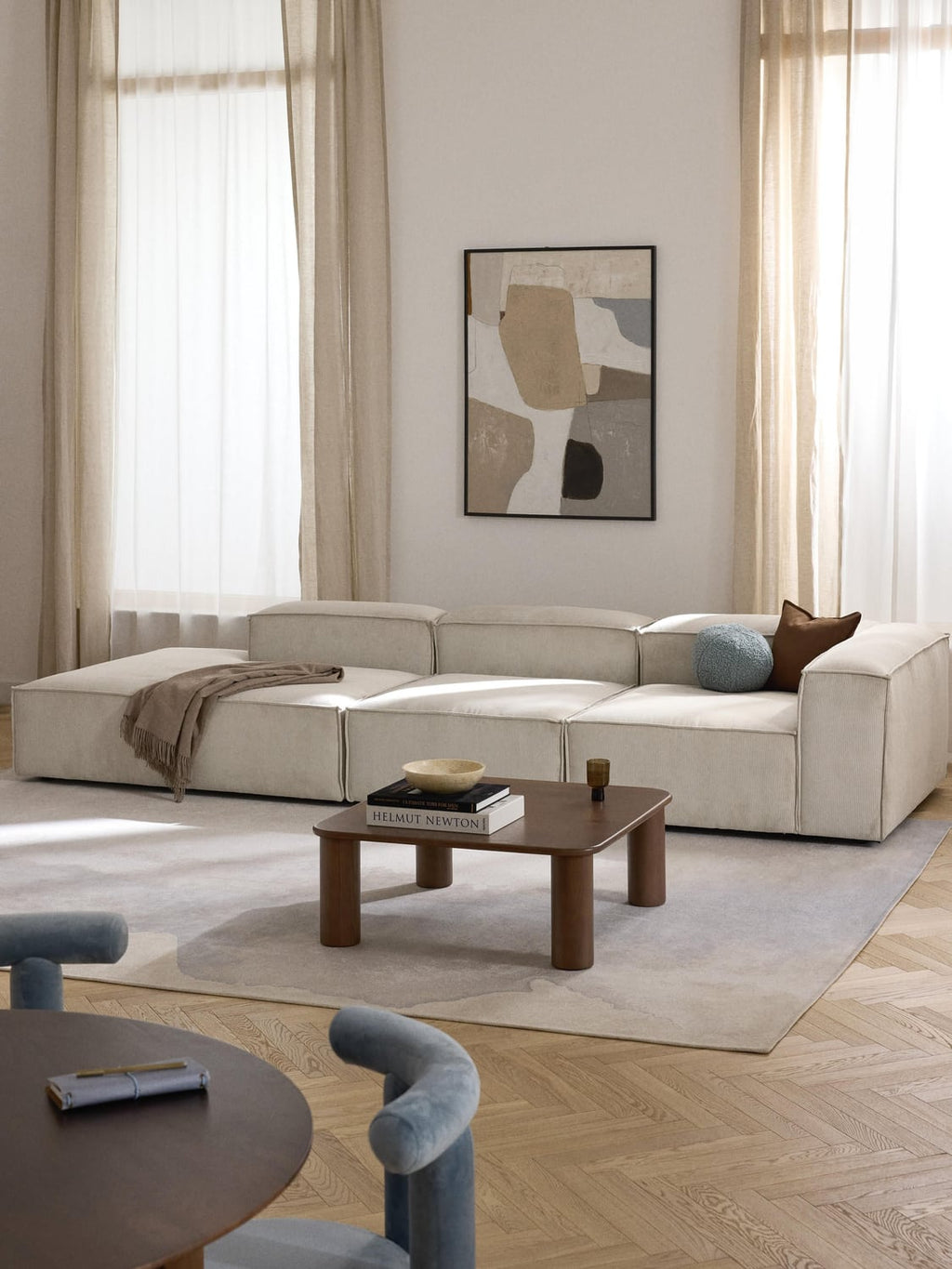 Lennon Modular XL Ottoman in Corduroy — Oatmeal