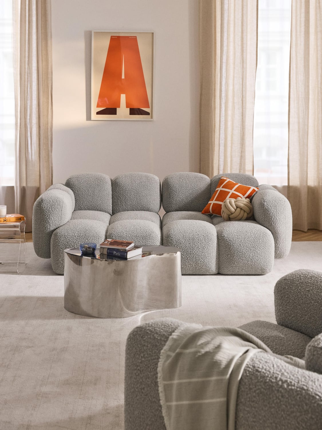 Tayla Modular Sofa (3-seater) in Bouclé — Oatmeal