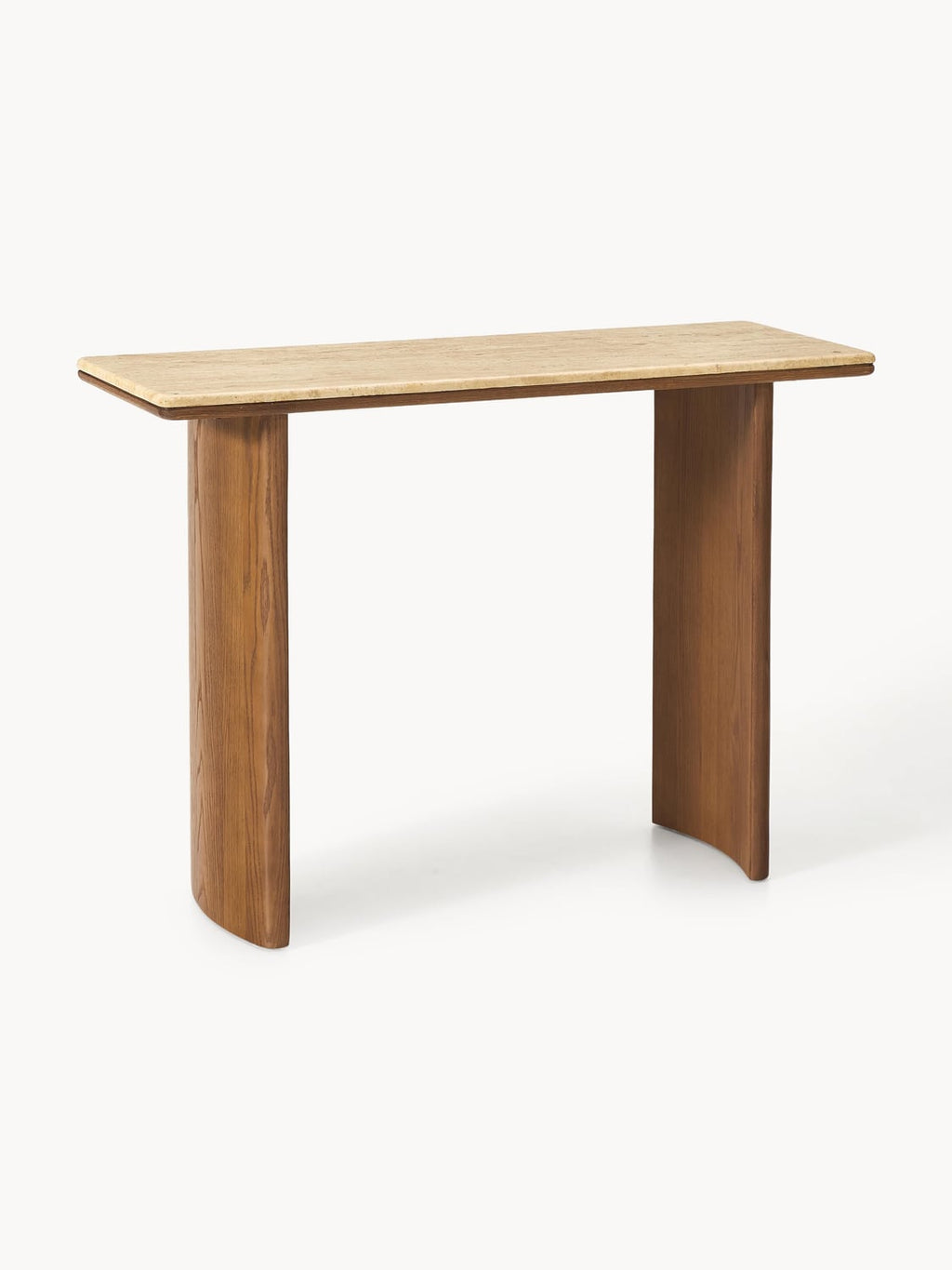 Chandler Console Table in Oak with Travertine Top