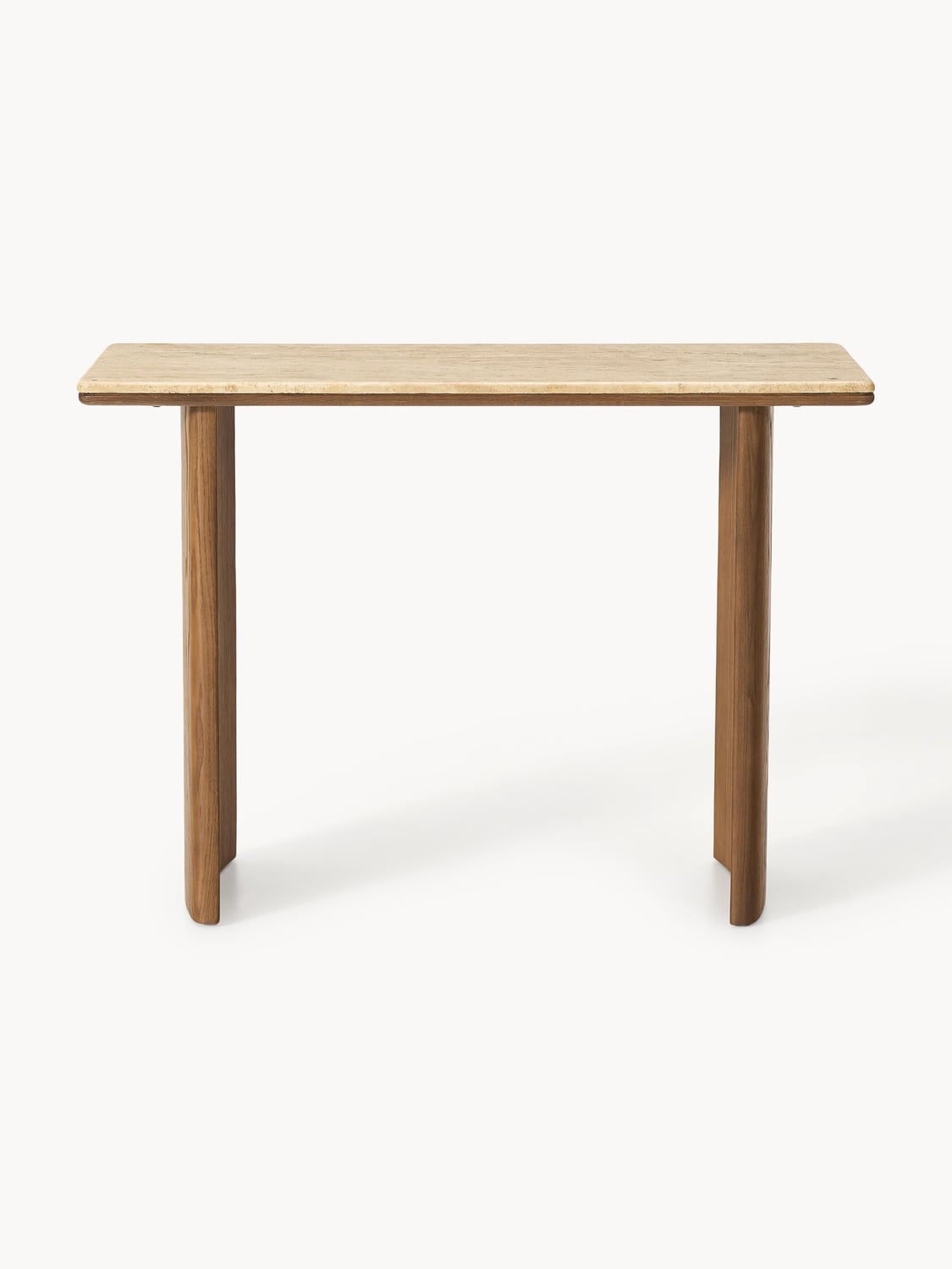 Chandler Console Table in Oak with Travertine Top