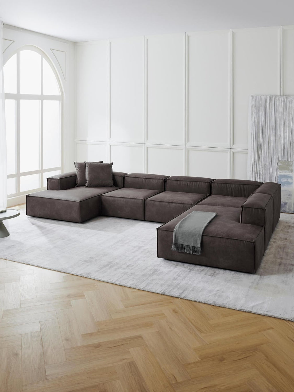 Lennon Middle Module in Leather — Anthracite
