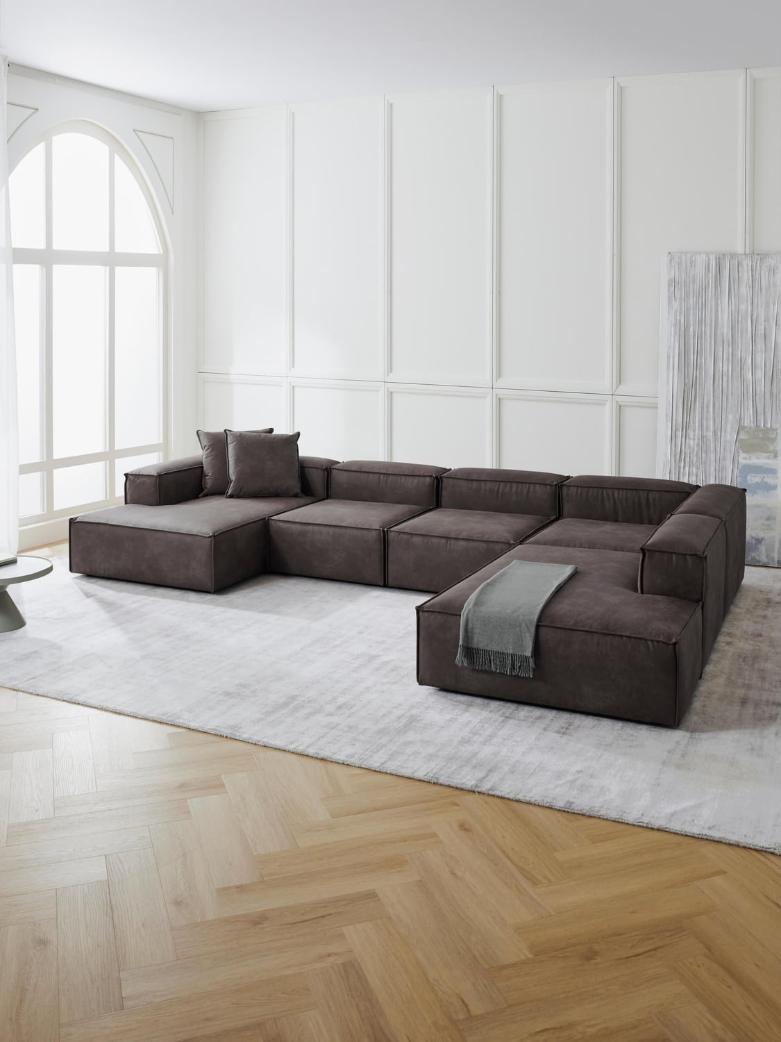 Lennon Middle Module in Leather — Anthracite