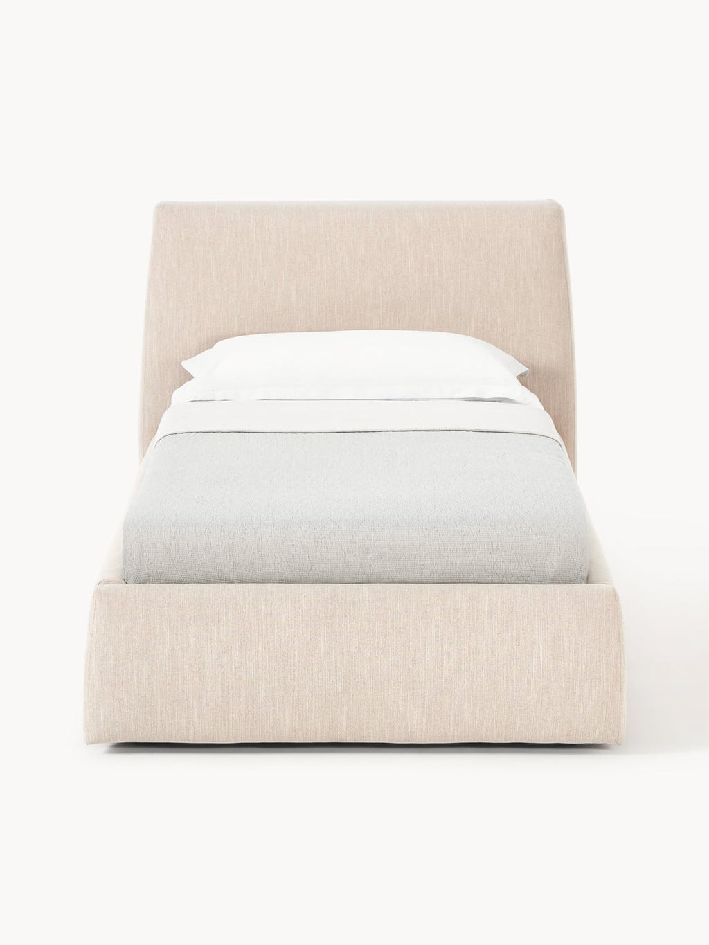 Cloud Upholstered Single Bed with Storage — Ivory