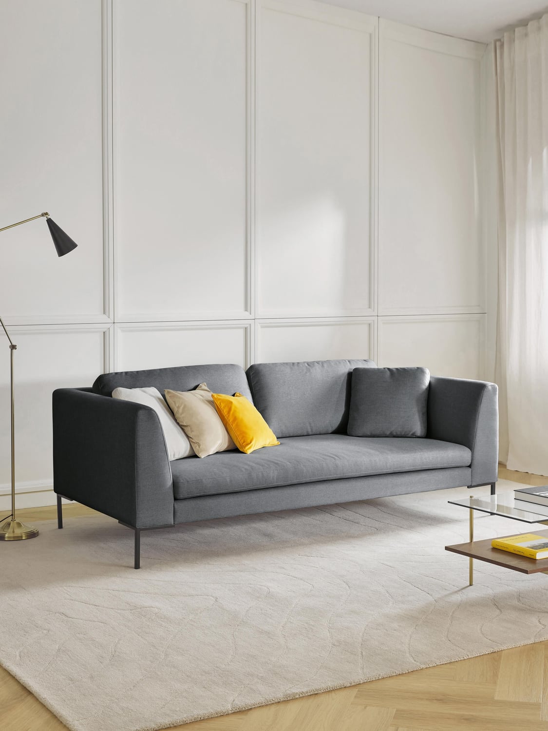 Emma Sofa (3-seater) with Metal Legs — Taupe