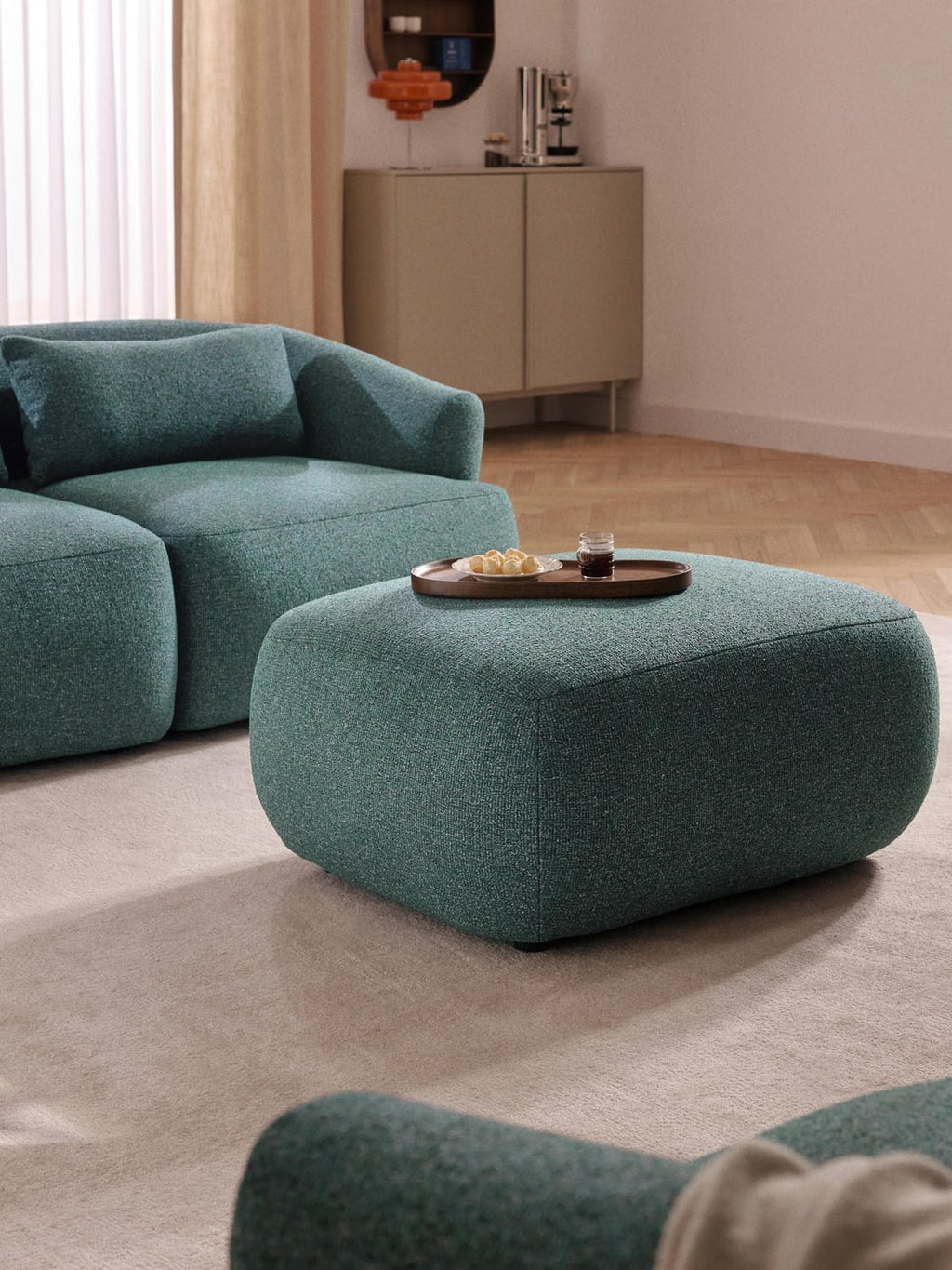 Sofia Bouclé Ottoman — Dark Grey