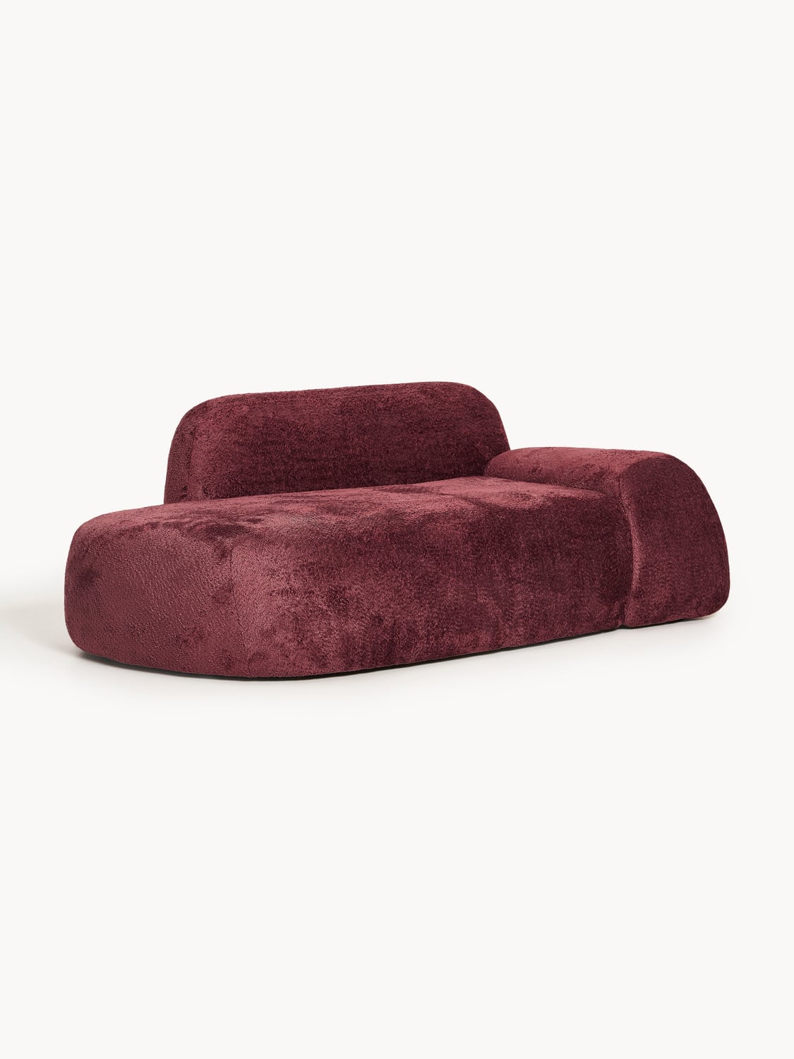 Wolke Teddy Bouclé Sofa (2-seater) with Chaise Longue — Brown