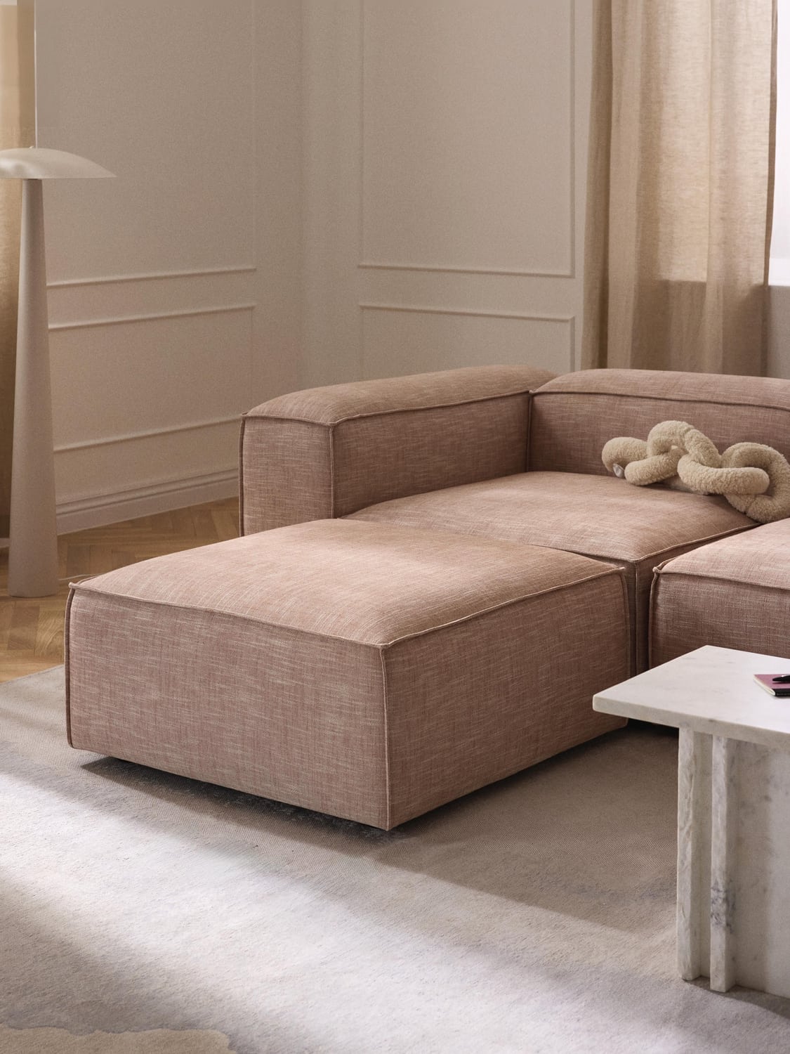 Lennon Sofa Ottoman in Linen Blend — Olive