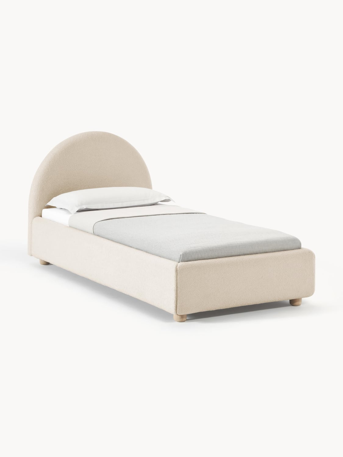 Ebba Teddy-Single Bed — Light Grey