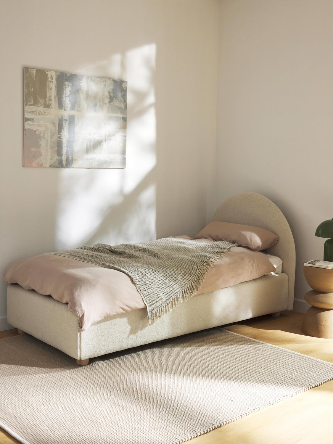 Ebba Teddy-Single Bed — Light Grey