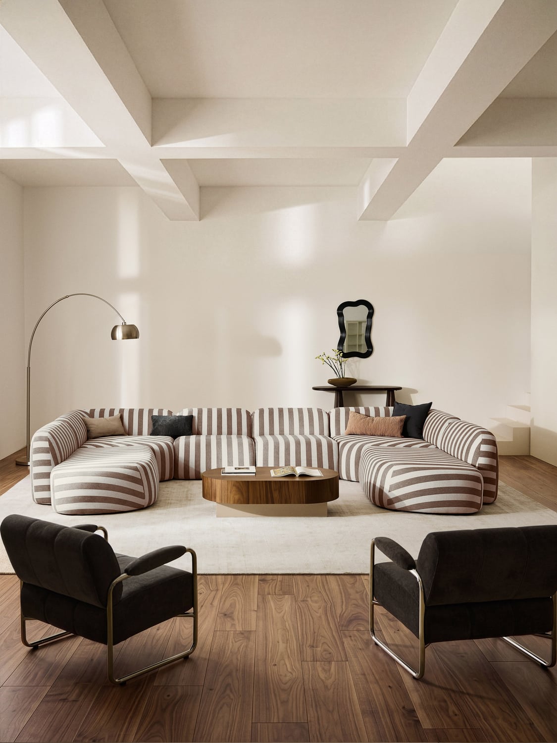 Wolke Modular Striped XL Sofa — Sage