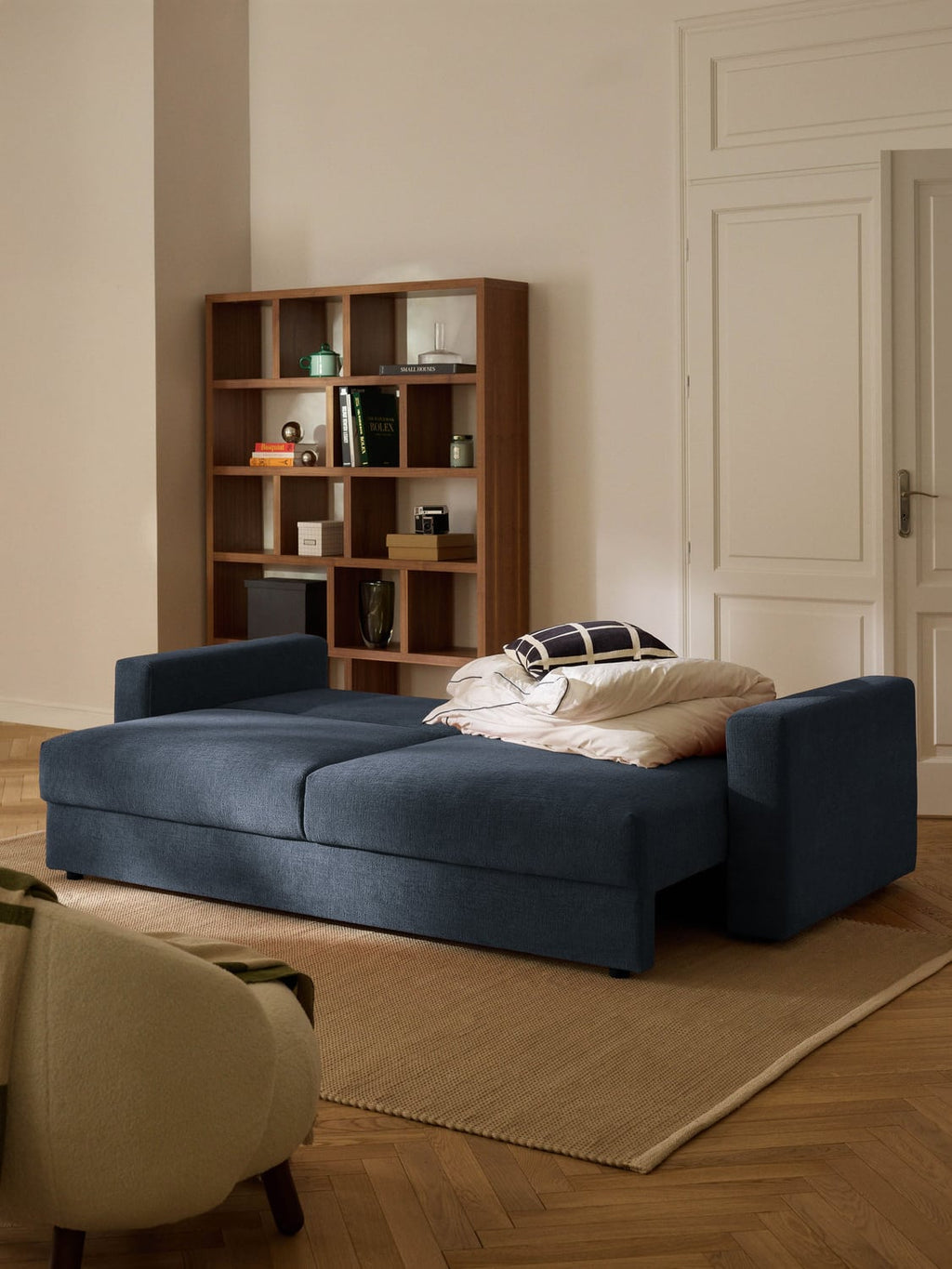 Tasha Velvet-Sofa Bed (3-seater) with Storage — Petrol