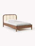 Jones Wood-Single Bed with Headboard in Viennese Cane — Oatmeal