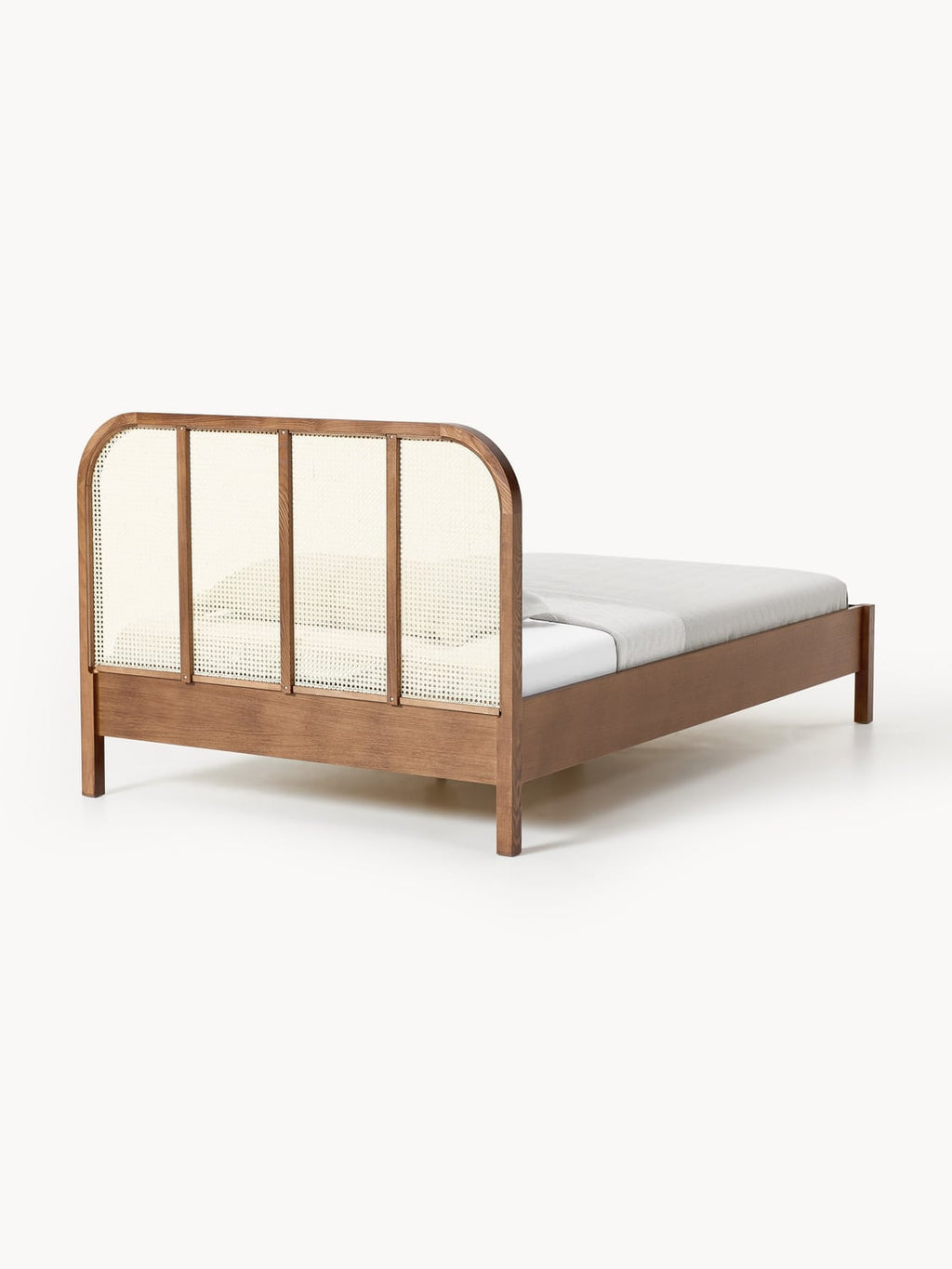 Jones Wood-Single Bed with Headboard in Viennese Cane — Oatmeal