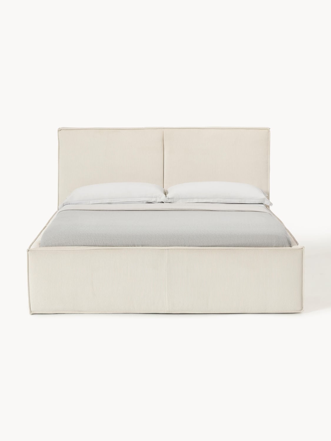 Dream Corduroy-Upholstered Bed with Storage — Off-White