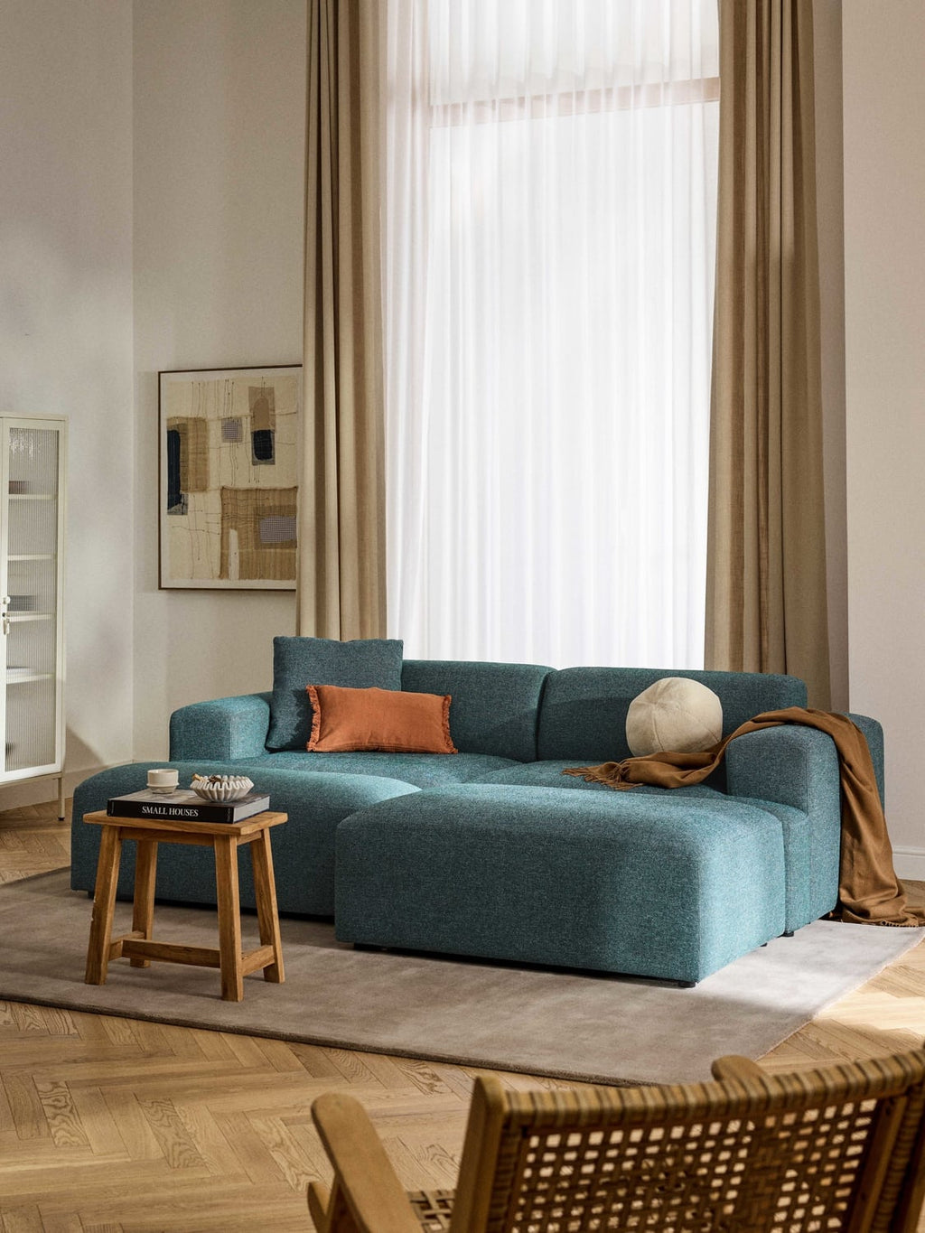 Melva XL Sofa Ottoman, B 116 x T 72 cm — Teal