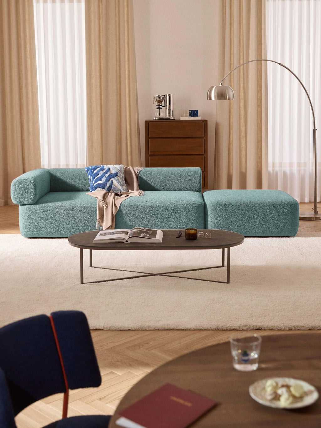 Anton Modular Bouclé-Ottoman — Grey