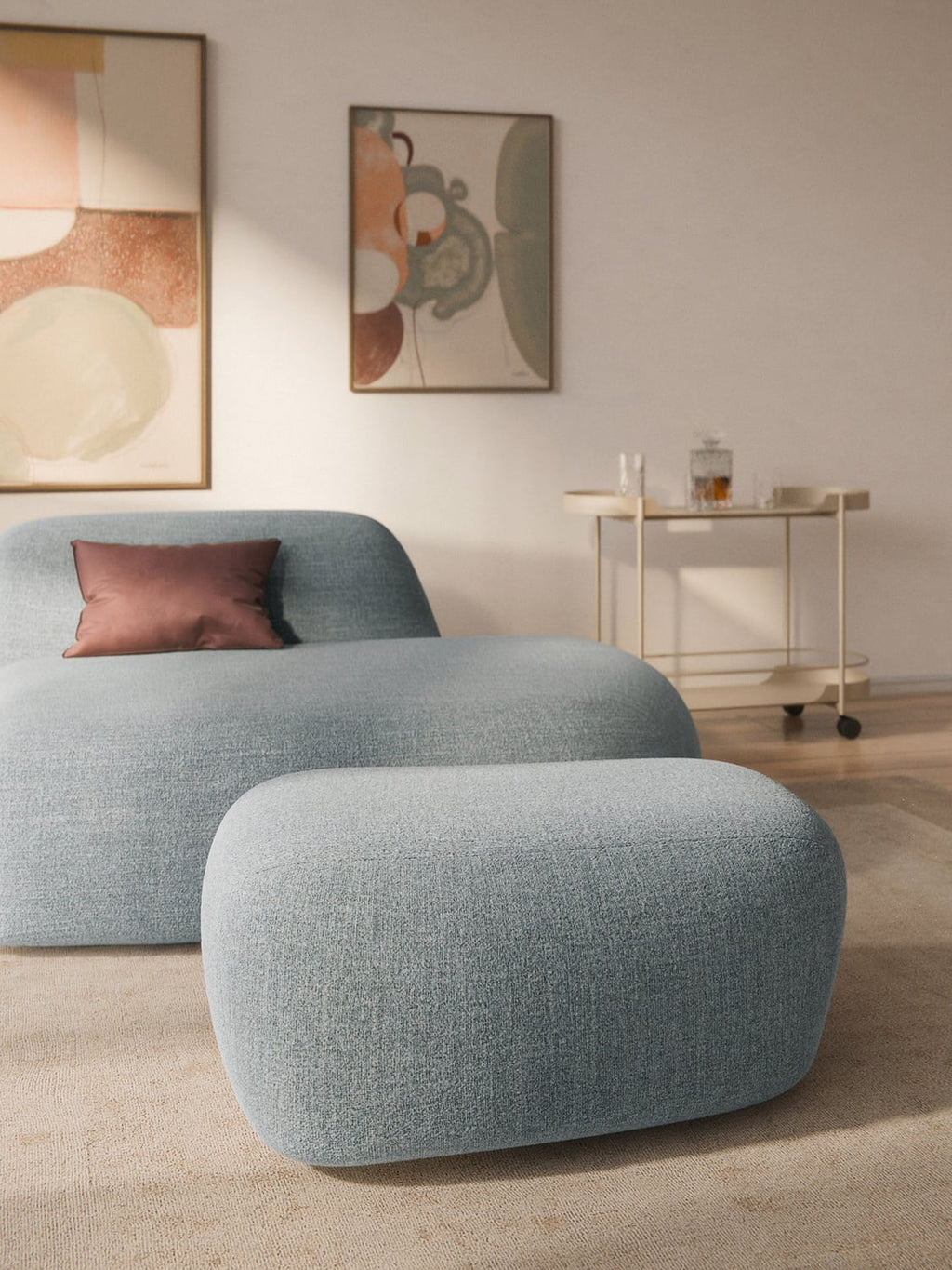 Wolke Large Bouclé Sofa Ottoman — Light Grey