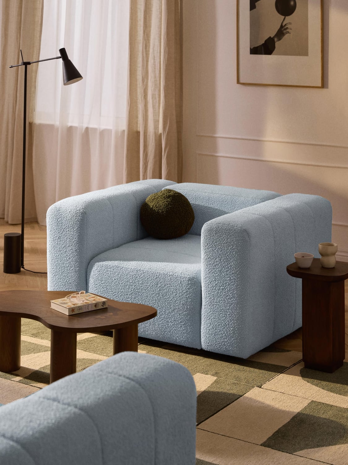 Lena Bouclé Lounge Chair — Grey