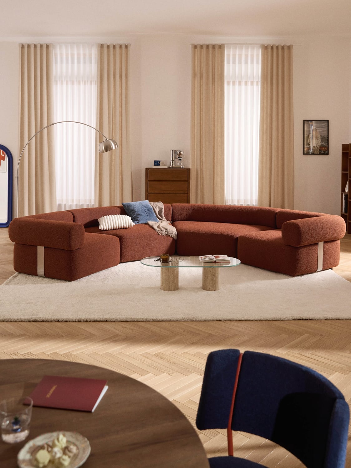 Anton Large Modular Bouclé Sofa — Brown