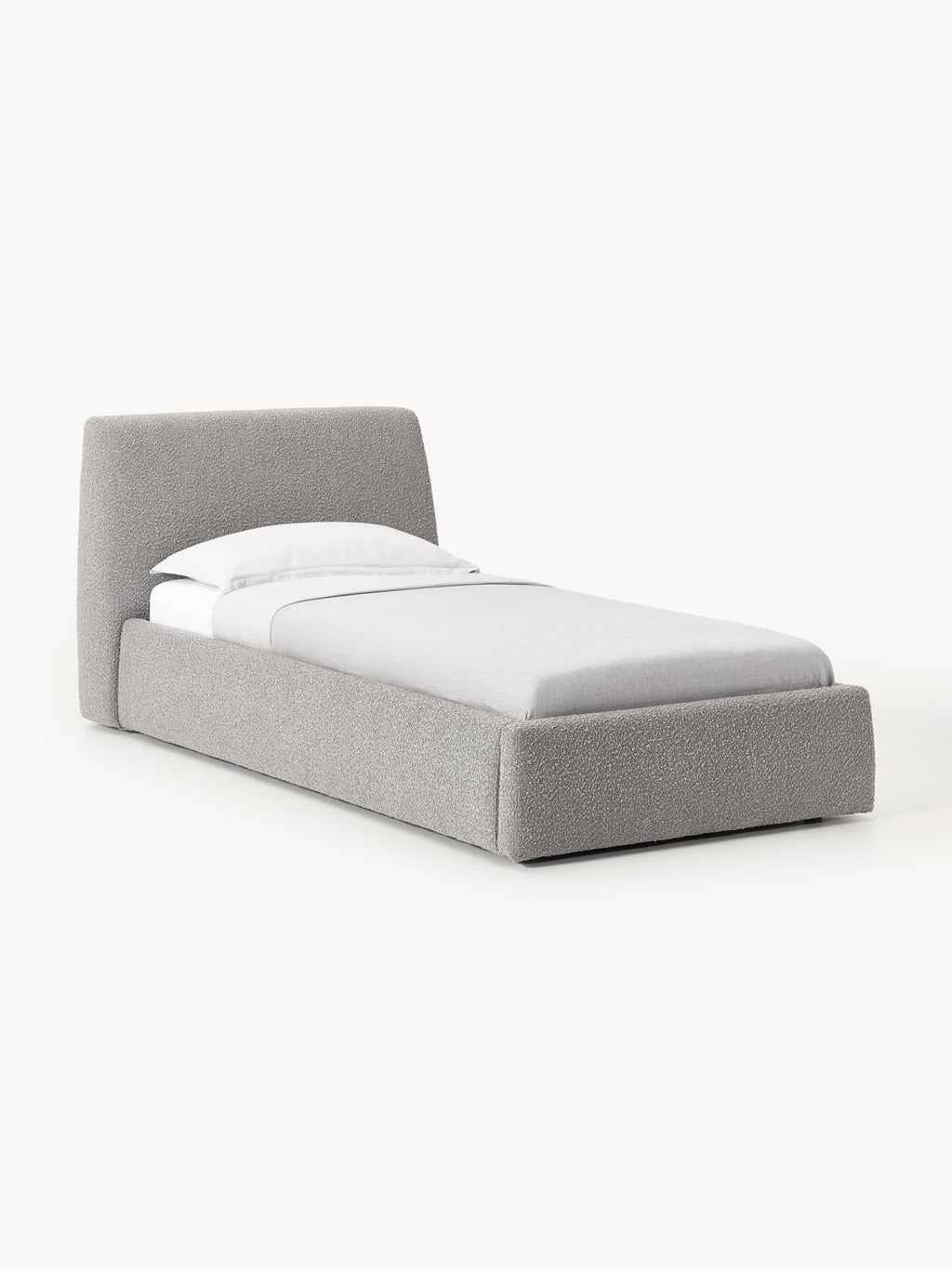 Cloud Bouclé-Single Bed with Storage — Oatmeal
