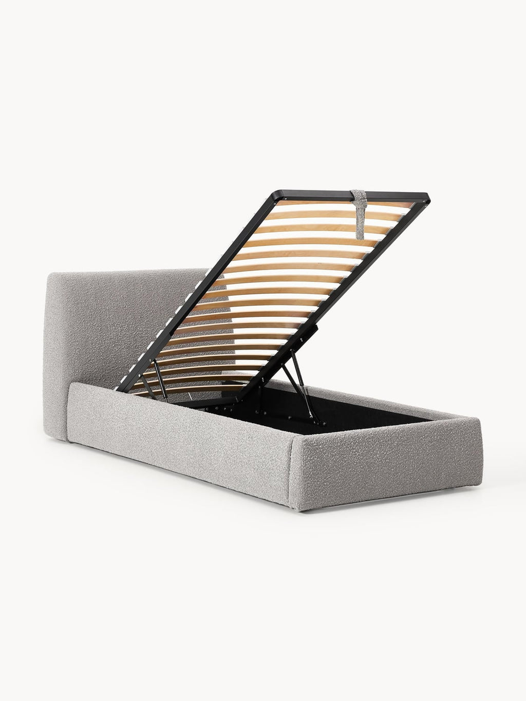 Cloud Bouclé-Single Bed with Storage — Oatmeal