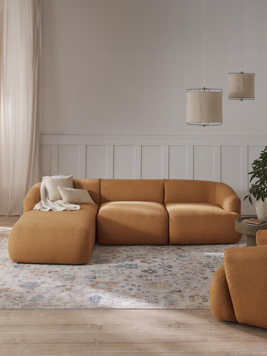Sofia Modular Bouclé Corner Sofa (3-seater) — Caramel