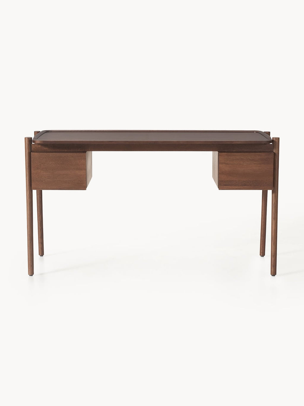 Libby Wood-Desk with Drawers — Dark Grey