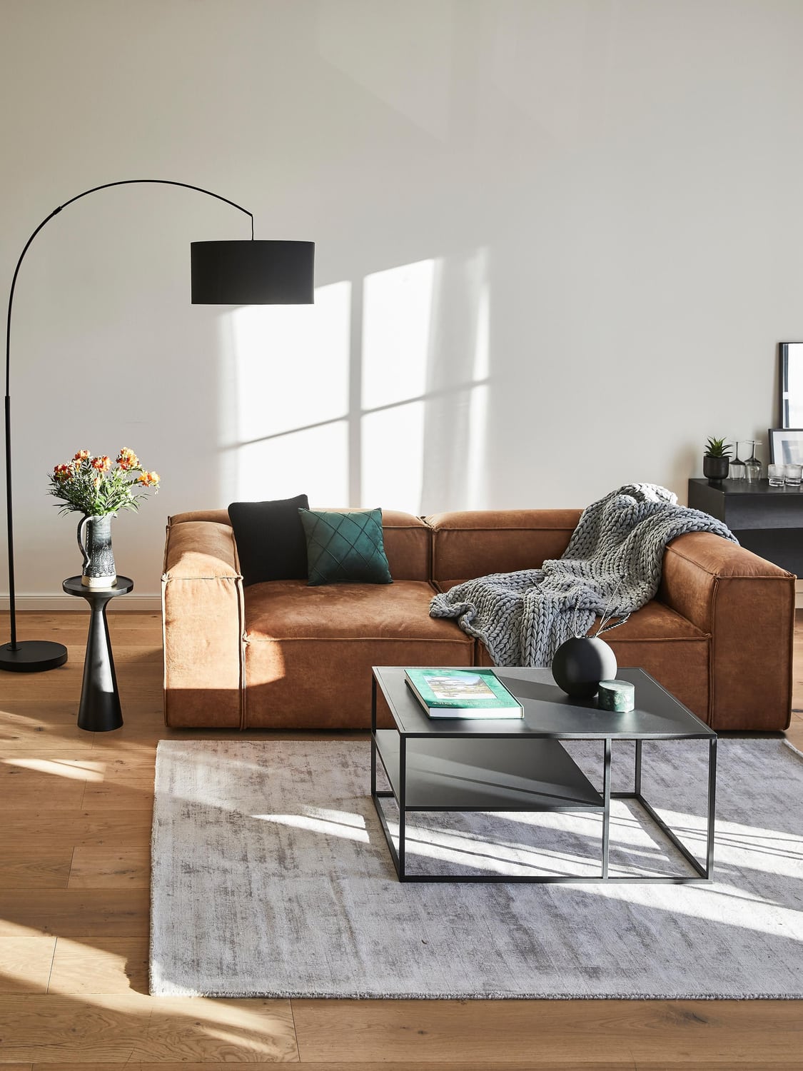 Lennon Modular Sofa (3-seater) in Leather — Terracotta