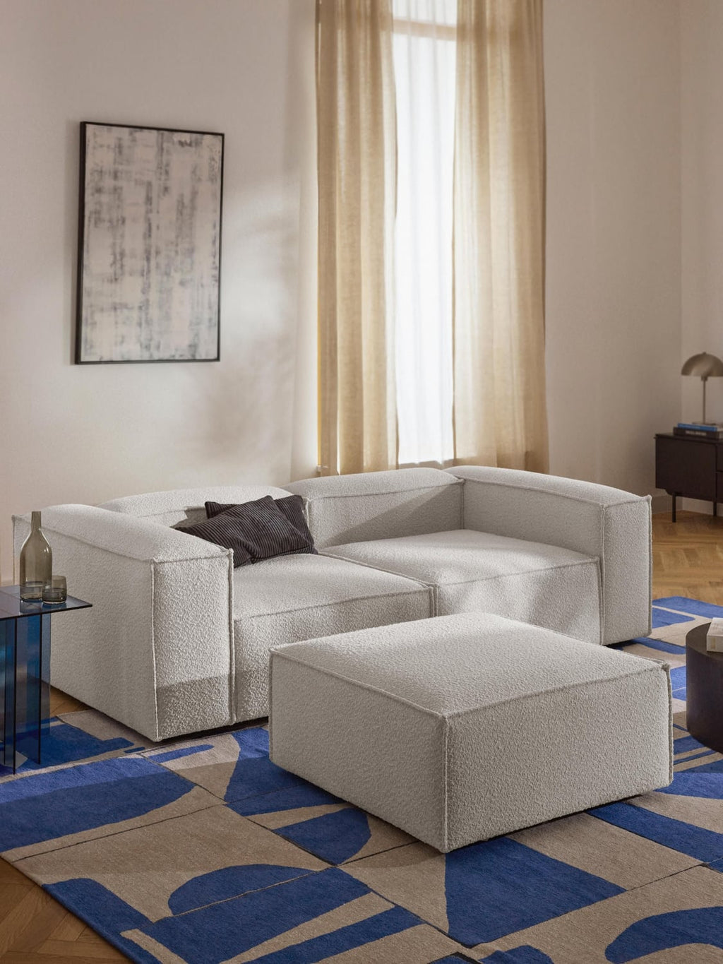 Lennon Sofa Ottoman in Bouclé — Light Grey