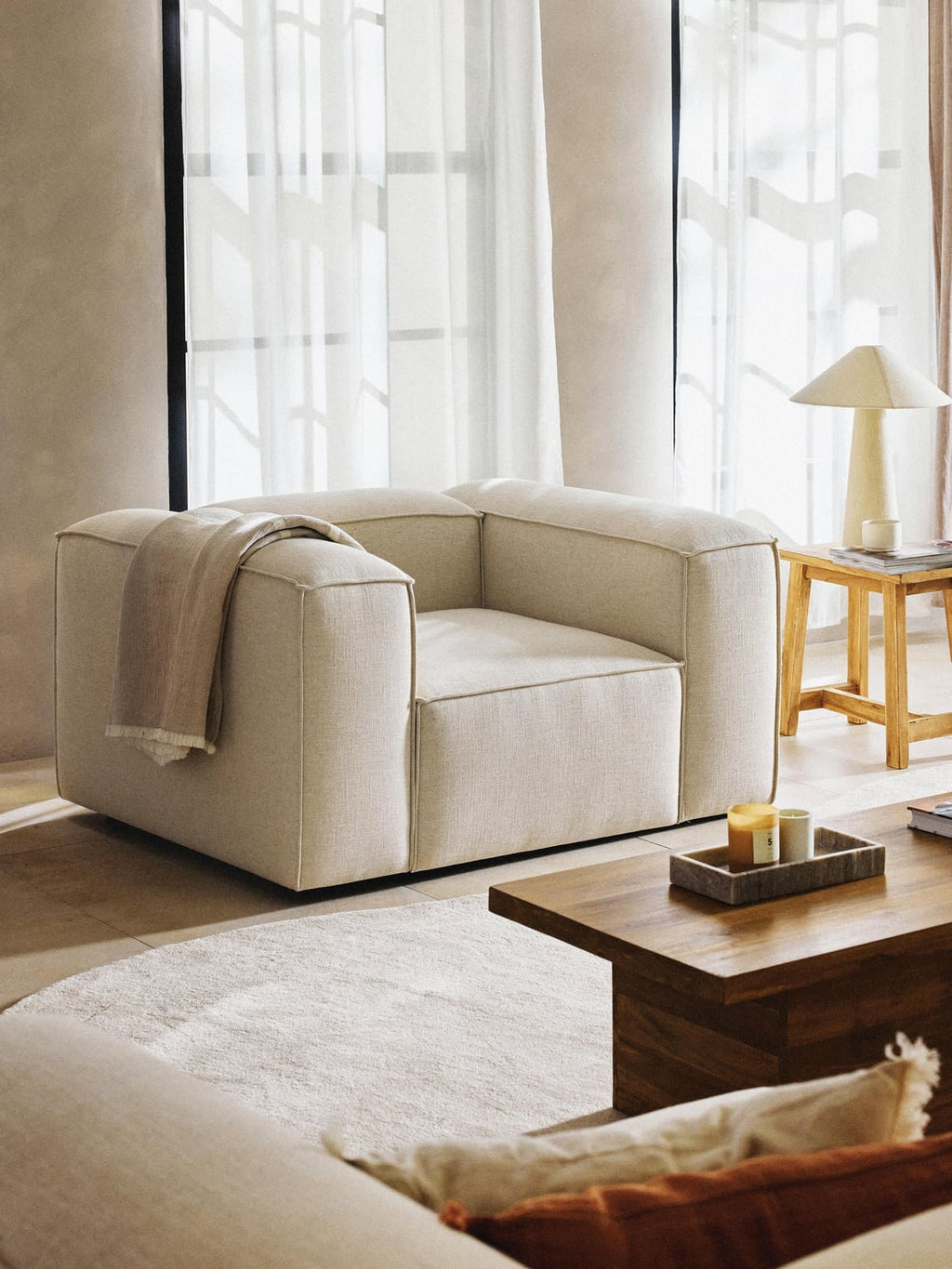 Lennon Armchair in Linen Blend — Off-White