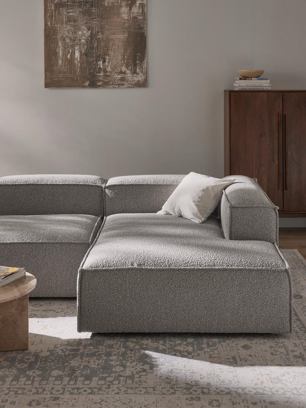 Lennon Ottoman Corner Module in Bouclé — Sage