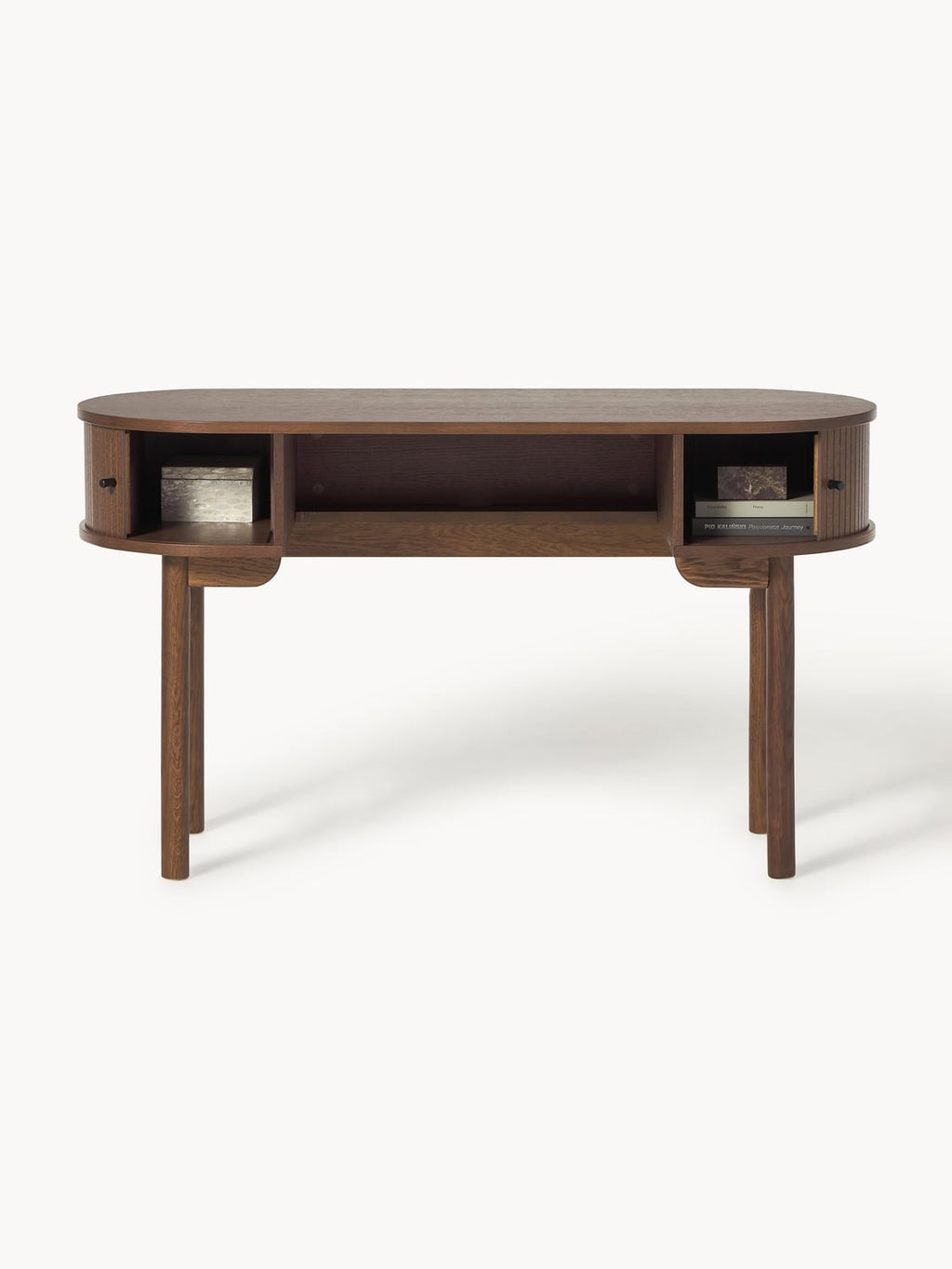 Calary Desk with Fluted Front — Warm Grey
