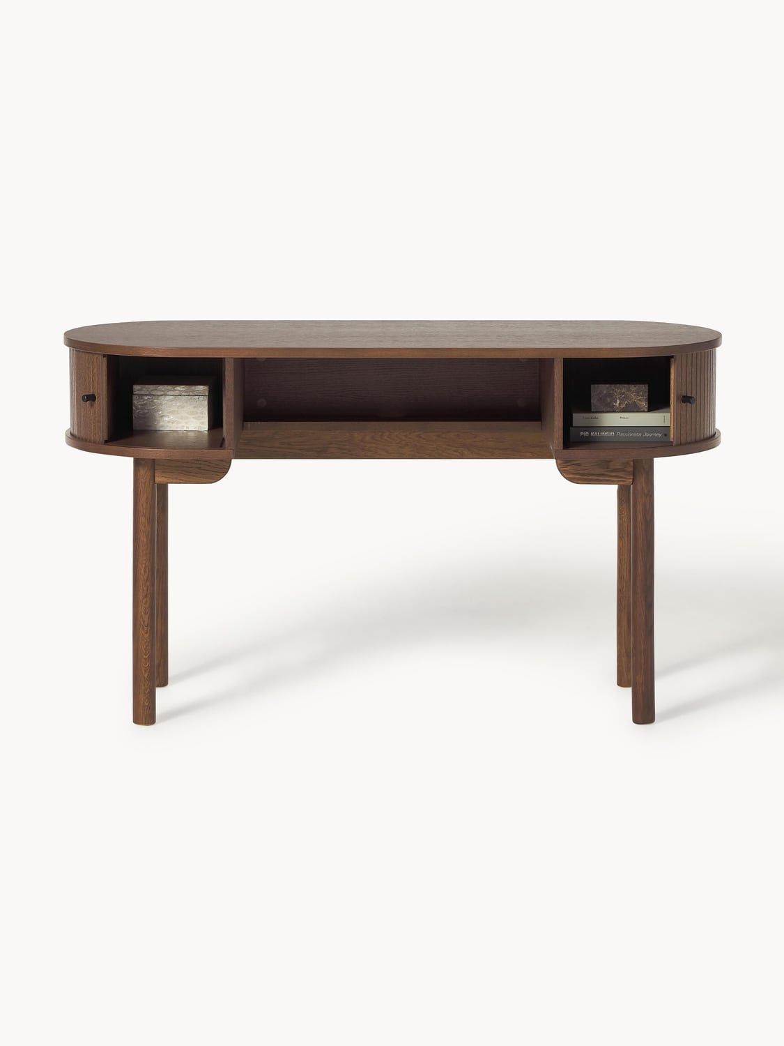 Calary Desk with Fluted Front — Warm Grey