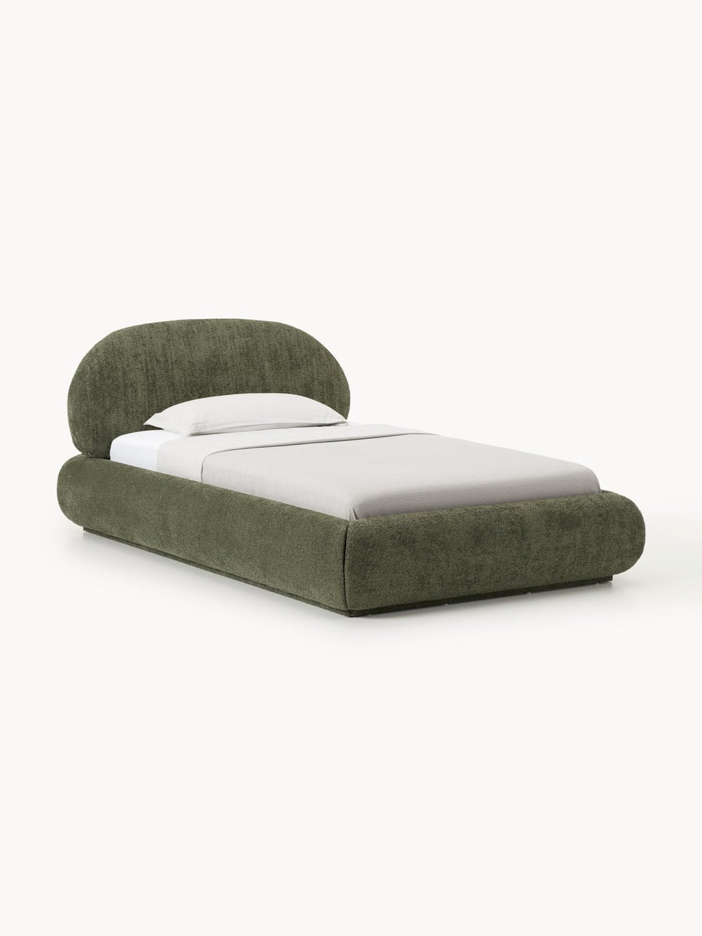 Alba Single Bed in Teddy Bouclé with Storage — Taupe