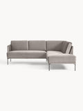 Fluente Velvet-Corner Sofa — Stone Grey