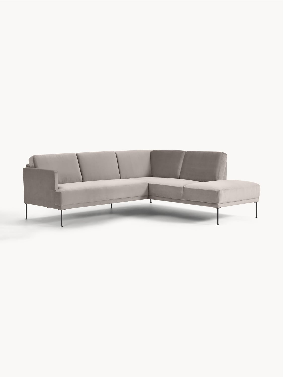 Fluente Velvet-Corner Sofa — Stone Grey