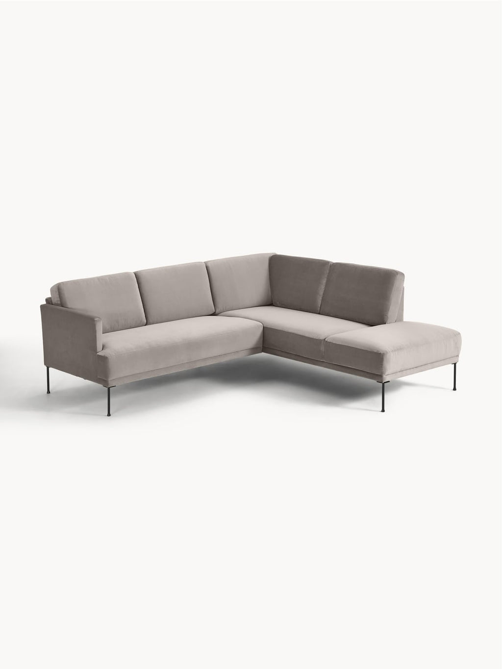 Fluente Velvet-Corner Sofa — Stone Grey