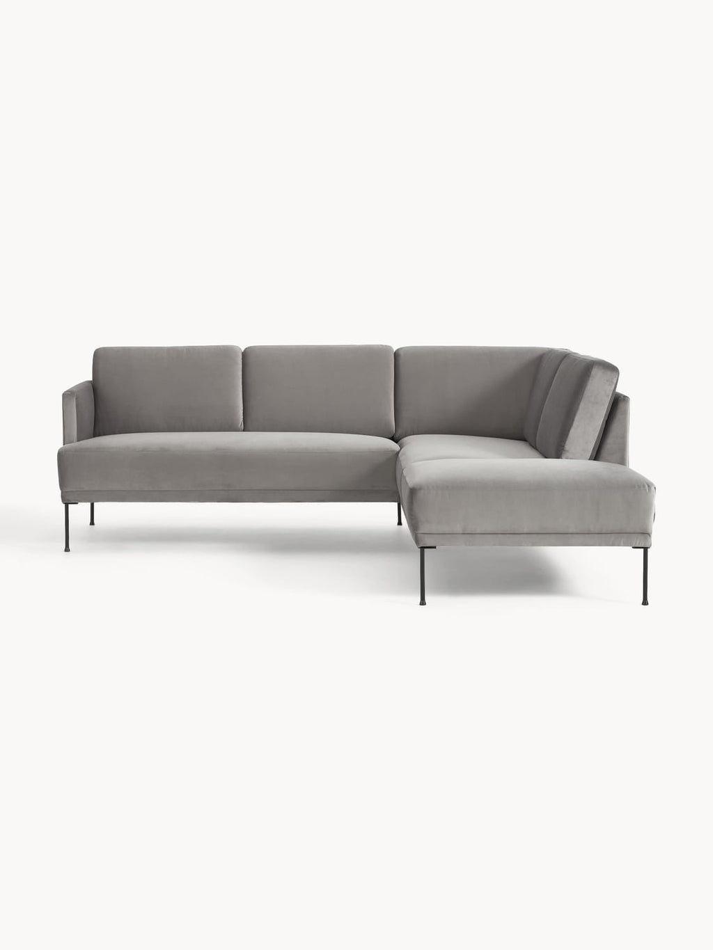 Fluente Velvet-Corner Sofa — Steel Grey