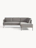 Fluente Velvet-Corner Sofa — Steel Grey