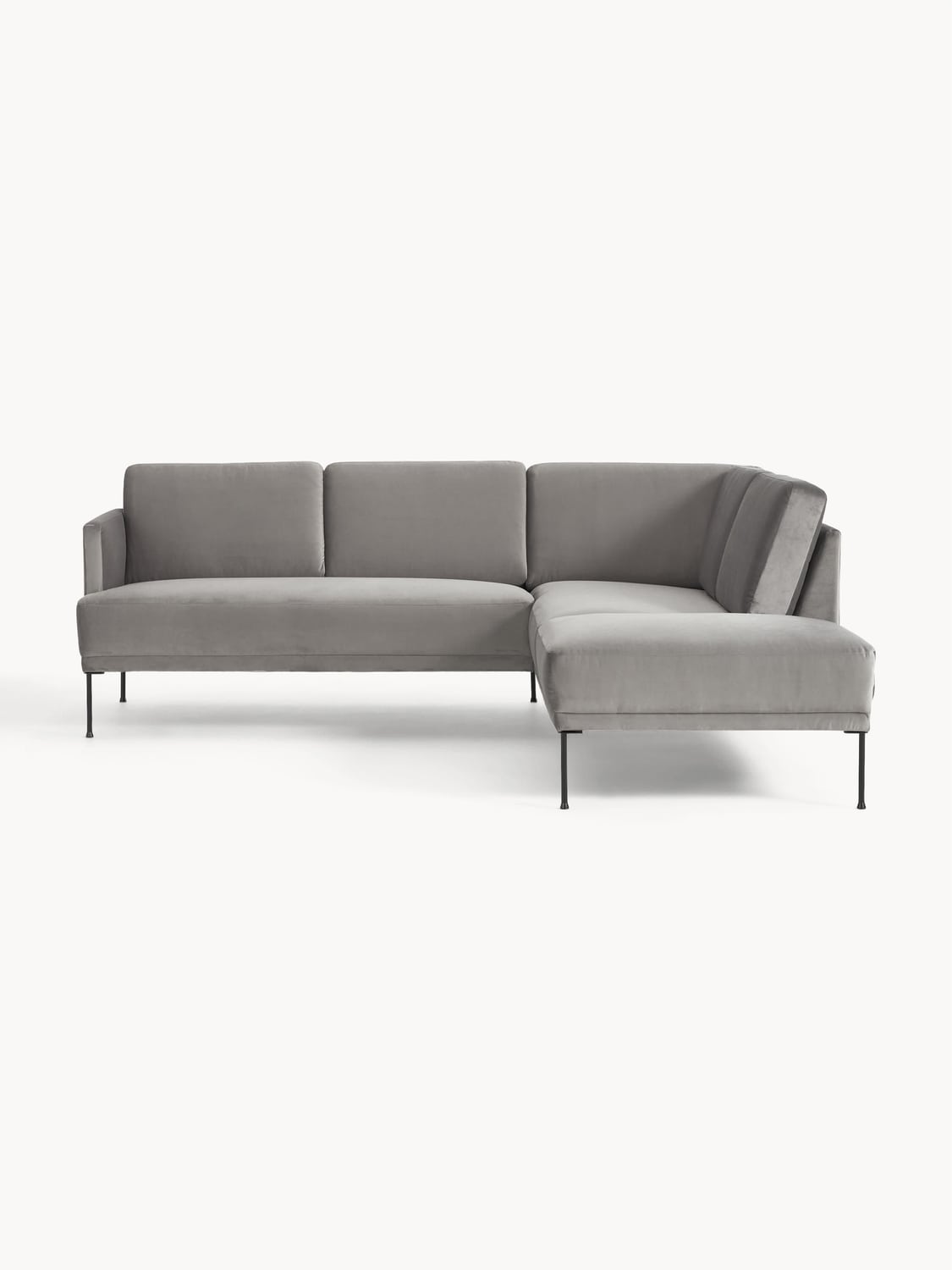 Fluente Velvet-Corner Sofa — Steel Grey