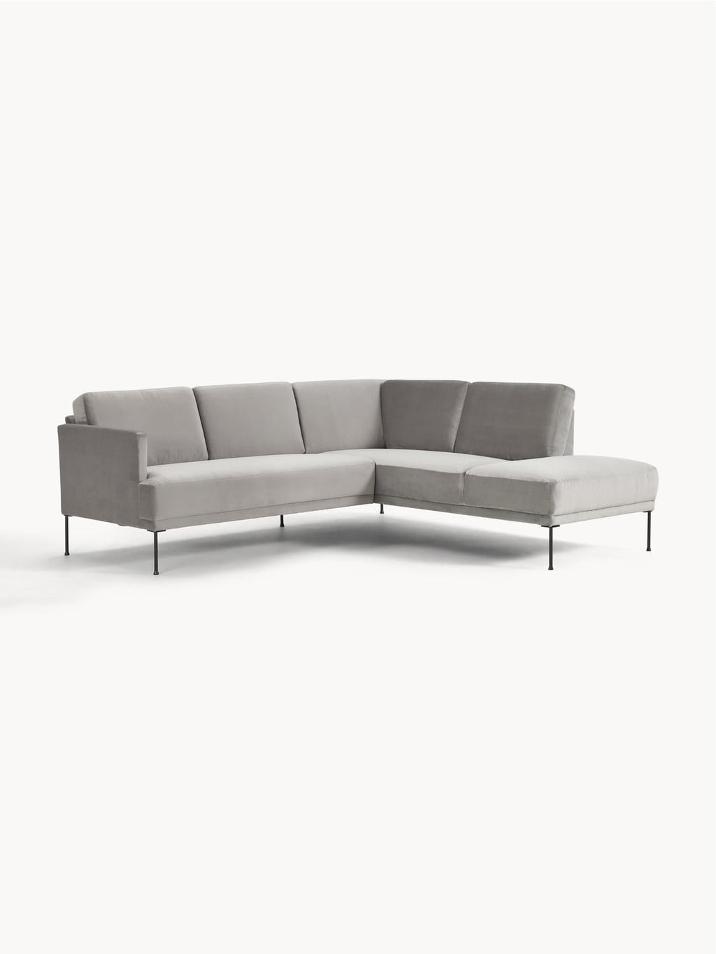 Fluente Velvet-Corner Sofa — Steel Grey