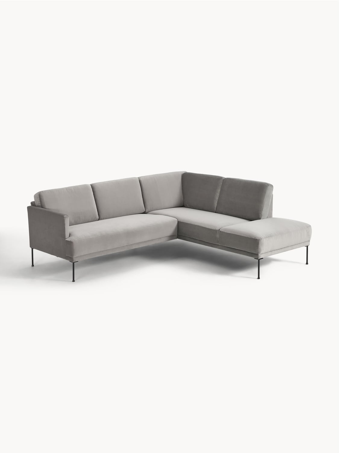 Fluente Velvet-Corner Sofa — Steel Grey