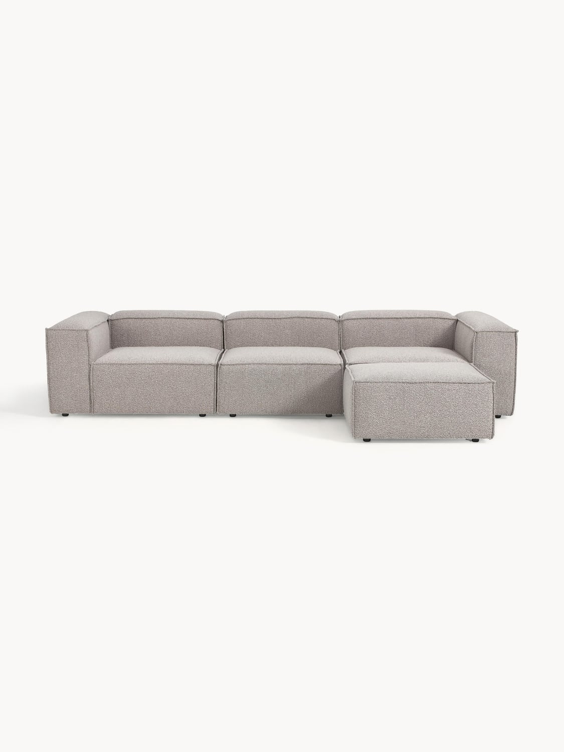 Lennon Modular Sofa (4-seater) in Bouclé with Ottoman (left/right) — Sage