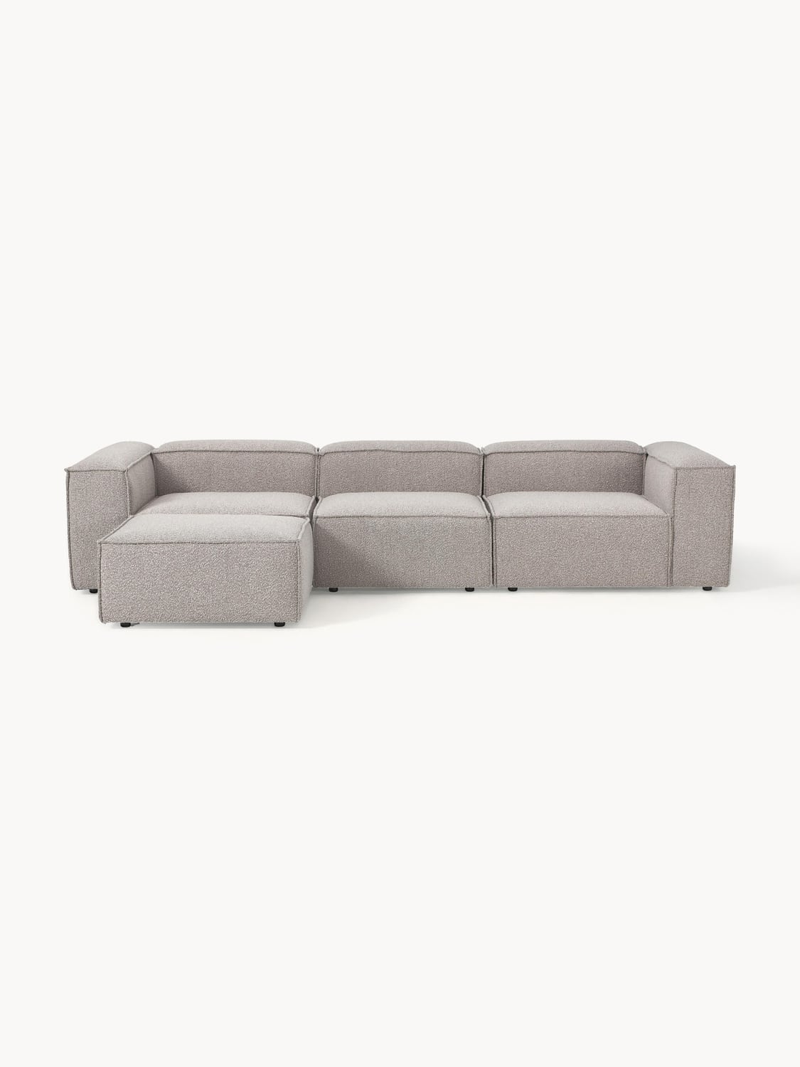 Lennon Modular Sofa (4-seater) in Bouclé with Ottoman (left/right) — Sage