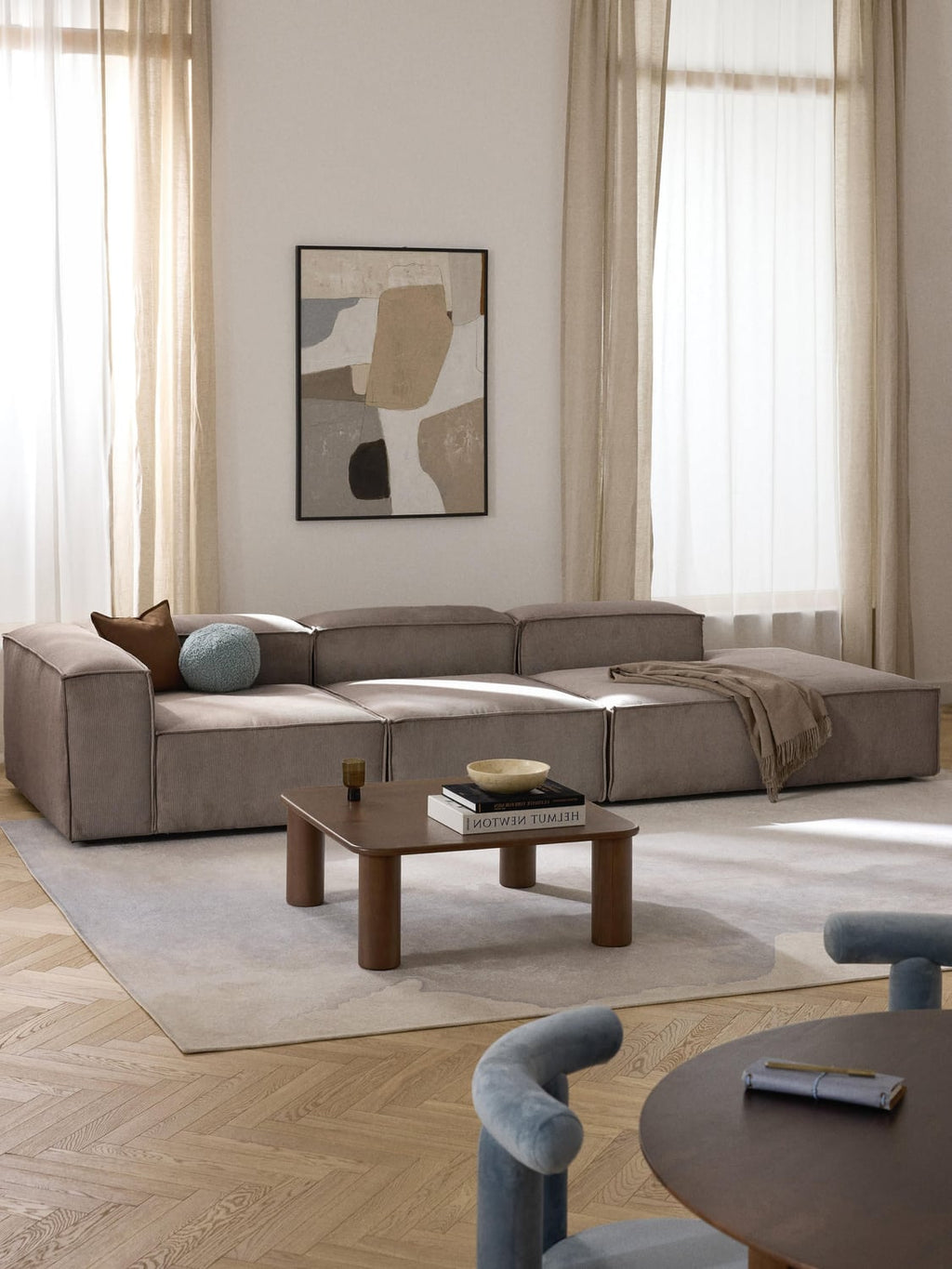 Lennon Modular XL Ottoman in Corduroy — Taupe