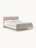 Giulia Upholstered Bed with Wooden Legs — Oatmeal