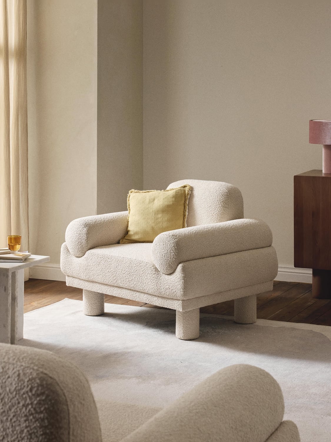 Lilo Bouclé Armchair — Light Grey