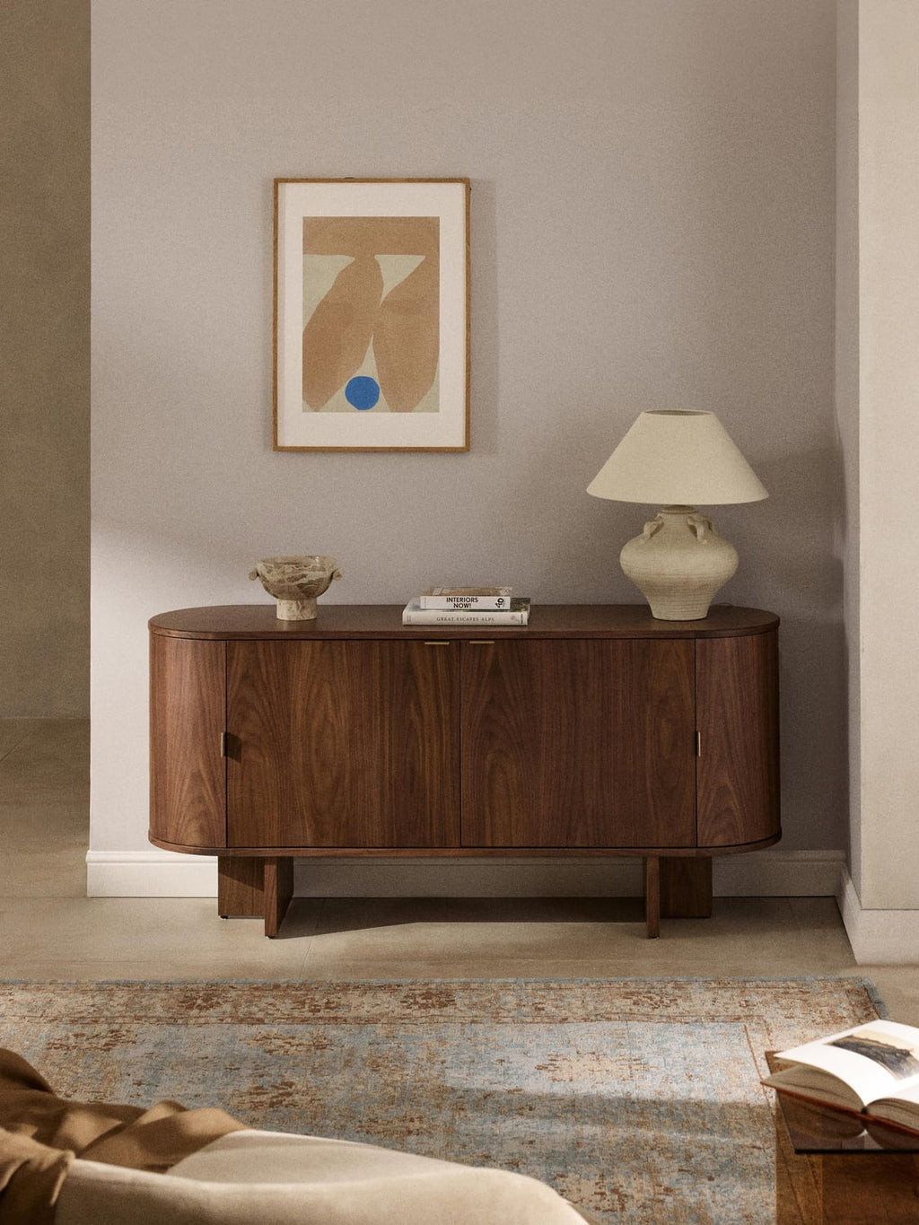 Zumi Wooden Sideboard with Rounded Corners — Dark Grey